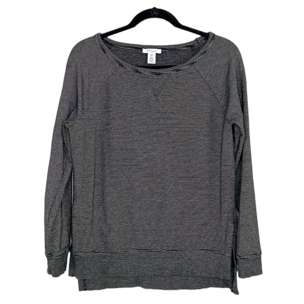 DAILY RITUAL Black and white stripe wide neck pullover sweatshirt top size XS